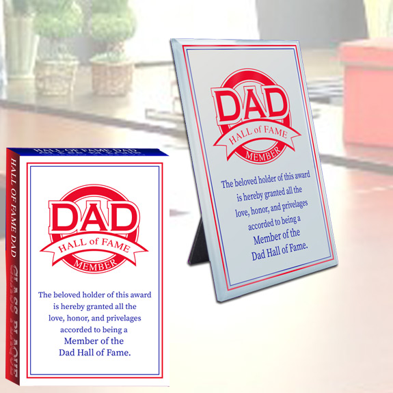 Dad Hall of Fame Glass Plaque - Dad Gifts - Holiday Gifts Mart