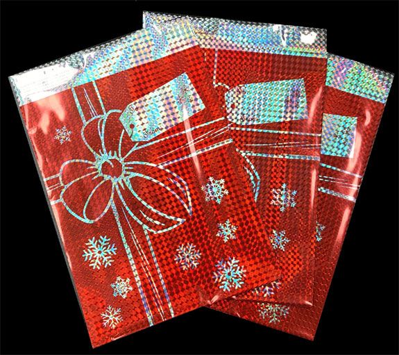 Medium Plastic Holiday Gift Bags - 50 Pack