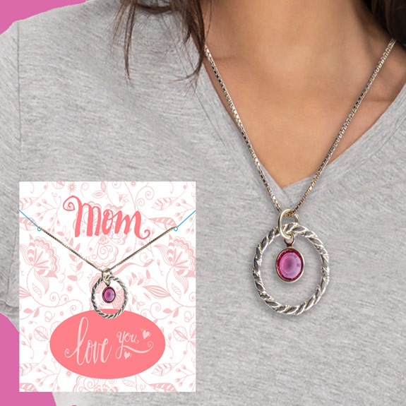 Mom Circle with Jewel Necklace